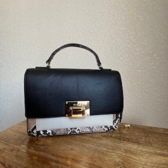 Aldo Color Block Snake Print Satchel with Chain Strap & Coin Purse - Picture 1 of 8